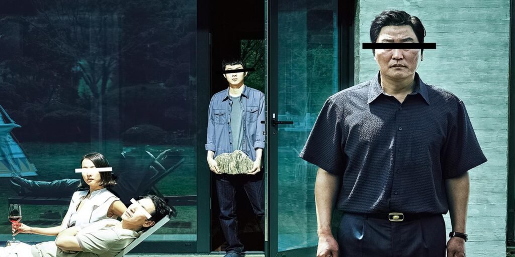 Iconic imagery from Parasite reflecting its themes of class and inequality